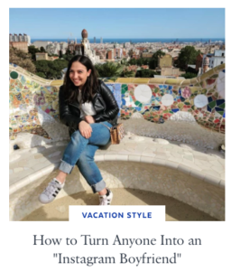 Photo of a girl sitting on a bench at Gaudi Park in Barcelona